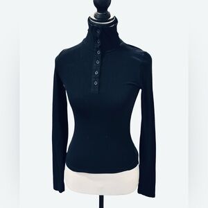 Commense Women's Black Button-Up Top - XS, Like New Condition